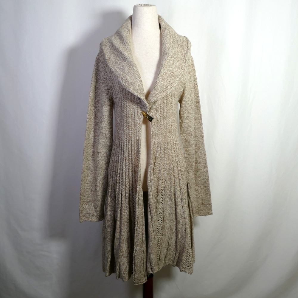 Womens Y2K Boho Country Cowgirl Long Open Knit Cardigan Size M Bratz Festival